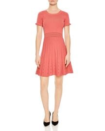 Sandro Etor Eyelet-Detail Pleated Knit Dress at Bloomingdales